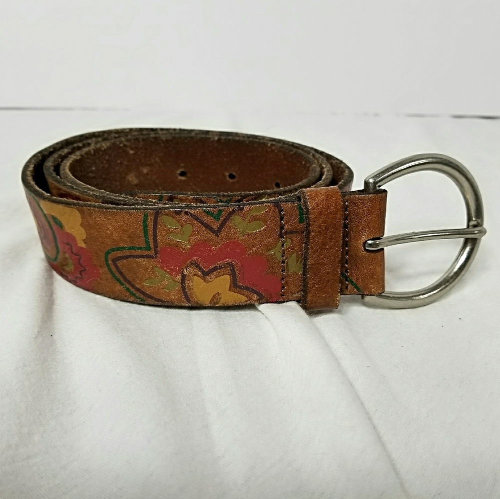 Fossil Floral Brown Leather Belt